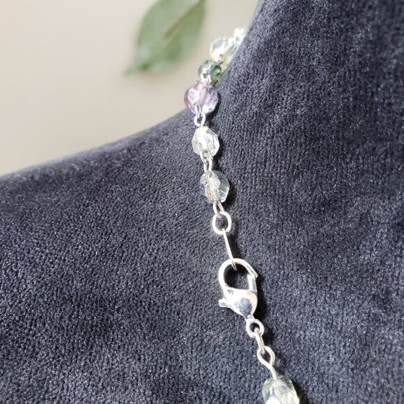 Womens Fashion Multicolor Crystal Faceted Beaded Necklace with Lobster Clasp - Picture 6 of 6